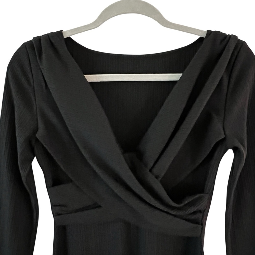 NWT Reformation Nessa Ribbed Midi Dress Black Long Sleeve Twist Back S - Picture 12 of 16